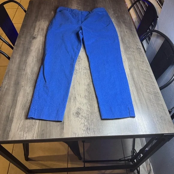 MM Lafleur Vibrant Blue Textured Straight Leg Pants - Picture 3 of 5
